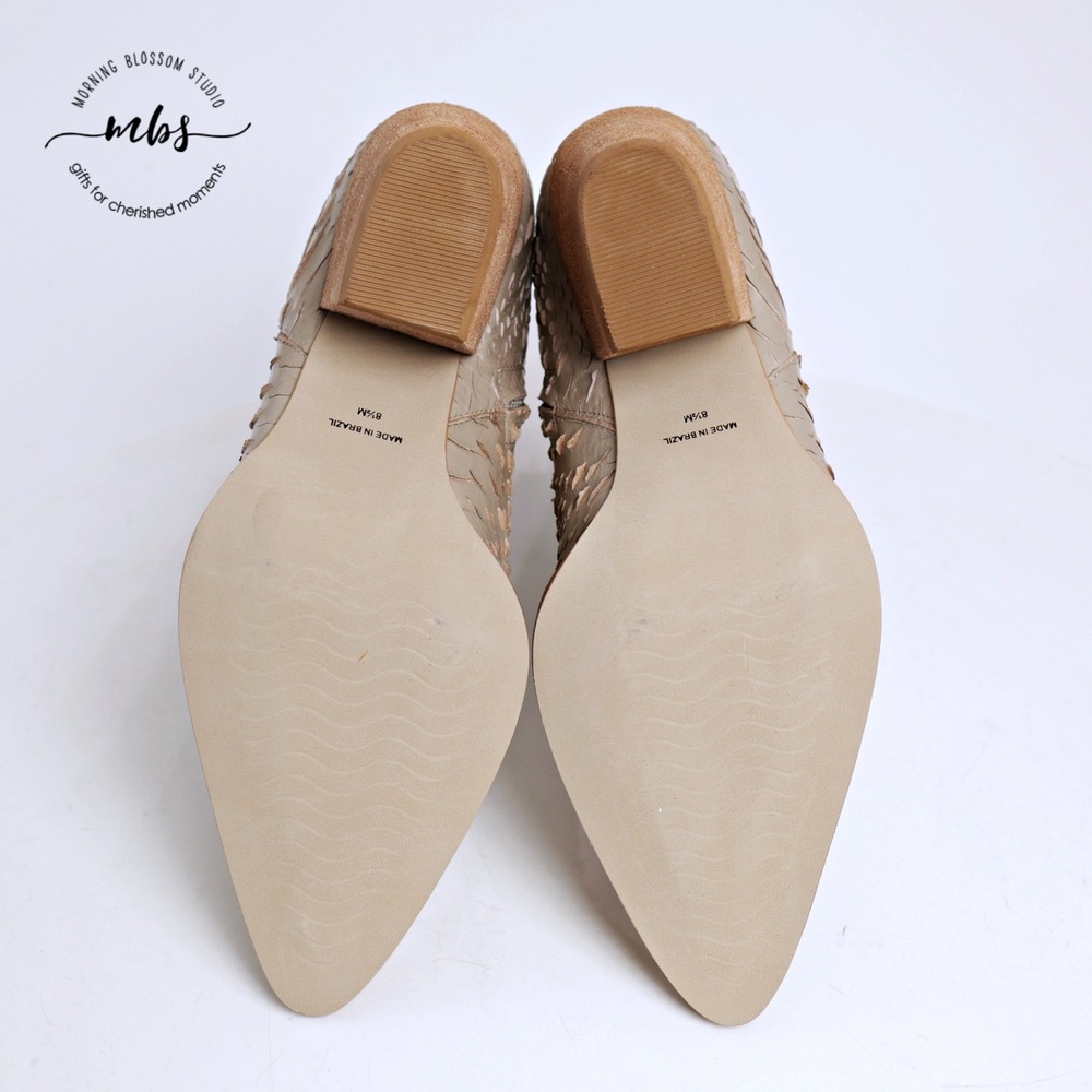NIB Matisse Caty Leather Block Heel Snake Booties Ivory Women 8.5 - Picture 7 of 16